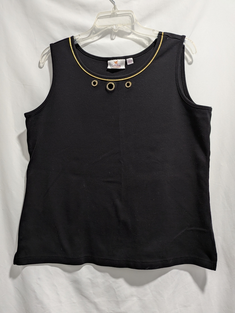 Quacker Factory Black Sleeveless Tank Top with Gold Accent